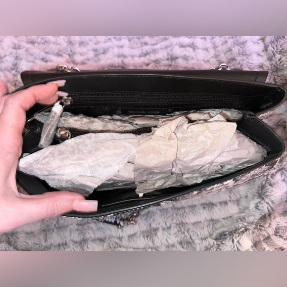 NWT Michael Kors “Parker” Snake Embossed Leather XL Convertible Shoulder Bag - Picture 8 of 9